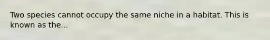 Two species cannot occupy the same niche in a habitat. This is known as the...