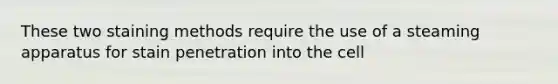 These two staining methods require the use of a steaming apparatus for stain penetration into the cell