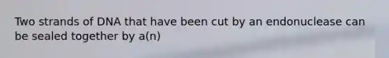 Two strands of DNA that have been cut by an endonuclease can be sealed together by a(n)
