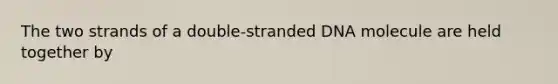 The two strands of a double-stranded DNA molecule are held together by