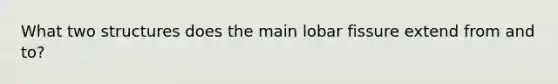 What two structures does the main lobar fissure extend from and to?