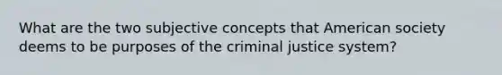 What are the two subjective concepts that American society deems to be purposes of the criminal justice system?