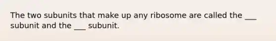 The two subunits that make up any ribosome are called the ___ subunit and the ___ subunit.