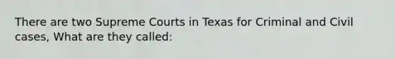 There are two Supreme Courts in Texas for Criminal and Civil cases, What are they called: