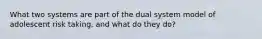 What two systems are part of the dual system model of adolescent risk taking, and what do they do?