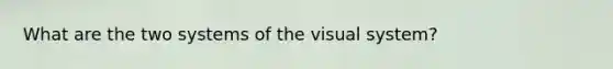 What are the two systems of the visual system?