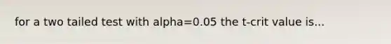 for a two tailed test with alpha=0.05 the t-crit value is...