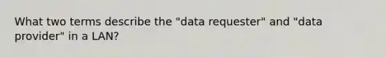 What two terms describe the "data requester" and "data provider" in a LAN?