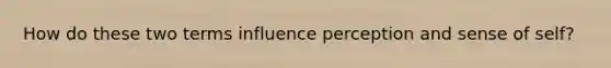 How do these two terms influence perception and sense of self?