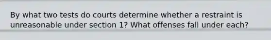 By what two tests do courts determine whether a restraint is unreasonable under section 1? What offenses fall under each?