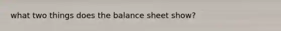 what two things does the balance sheet show?