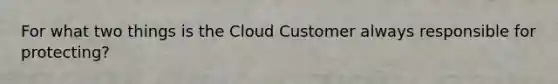 For what two things is the Cloud Customer always responsible for protecting?