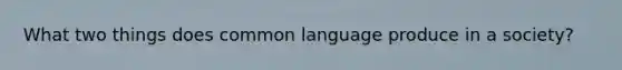 What two things does common language produce in a society?