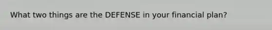 What two things are the DEFENSE in your financial plan?