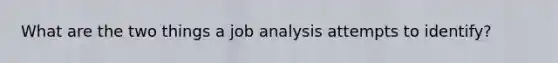 What are the two things a job analysis attempts to identify?