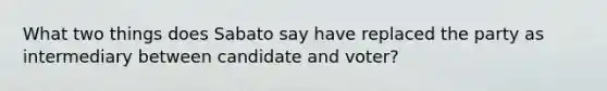 What two things does Sabato say have replaced the party as intermediary between candidate and voter?