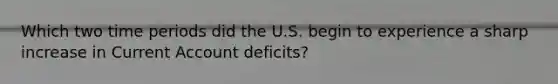 Which two time periods did the U.S. begin to experience a sharp increase in Current Account deficits?