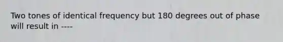 Two tones of identical frequency but 180 degrees out of phase will result in ----