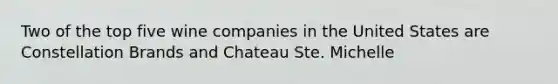 Two of the top five wine companies in the United States are Constellation Brands and Chateau Ste. Michelle