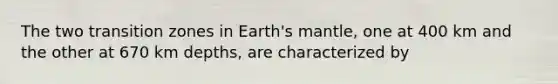 The two transition zones in Earth's mantle, one at 400 km and the other at 670 km depths, are characterized by