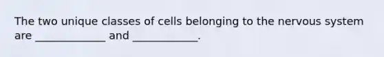 The two unique classes of cells belonging to the nervous system are _____________ and ____________.