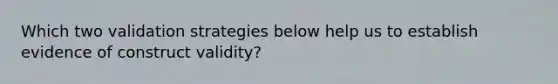 Which two validation strategies below help us to establish evidence of construct validity?