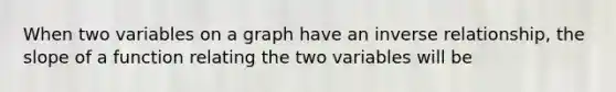 When two variables on a graph have an inverse relationship, the slope of a function relating the two variables will be