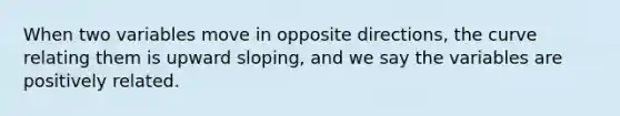 When two variables move in opposite directions, the curve relating them is upward sloping, and we say the variables are positively related.