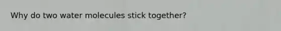 Why do two water molecules stick together?