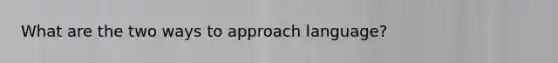 What are the two ways to approach language?