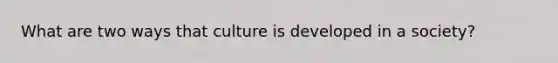 What are two ways that culture is developed in a society?