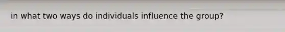 in what two ways do individuals influence the group?