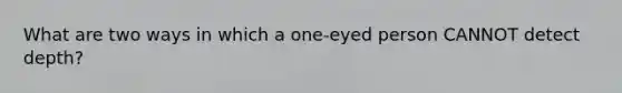 What are two ways in which a one-eyed person CANNOT detect depth?