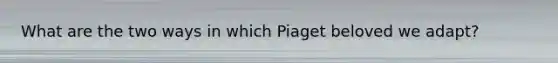 What are the two ways in which Piaget beloved we adapt?