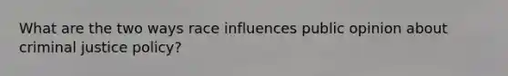 What are the two ways race influences public opinion about criminal justice policy?