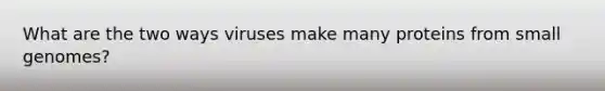 What are the two ways viruses make many proteins from small genomes?