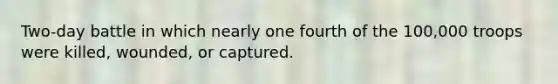 Two-day battle in which nearly one fourth of the 100,000 troops were killed, wounded, or captured.