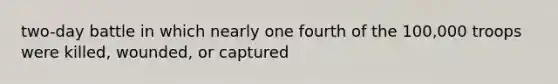 two-day battle in which nearly one fourth of the 100,000 troops were killed, wounded, or captured