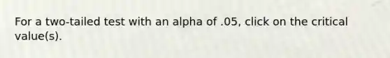 For a two-tailed test with an alpha of .05, click on the critical value(s).