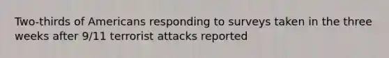 Two-thirds of Americans responding to surveys taken in the three weeks after 9/11 terrorist attacks reported