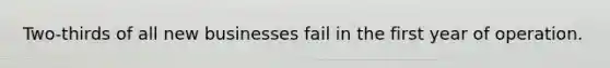 Two-thirds of all new businesses fail in the first year of operation.