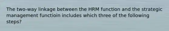 The two-way linkage between the HRM function and the strategic management functioin includes which three of the following steps?