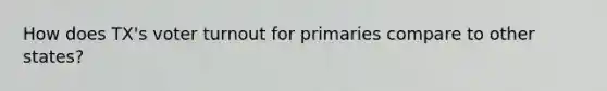 How does TX's voter turnout for primaries compare to other states?