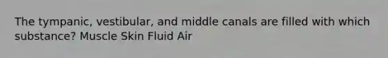 The tympanic, vestibular, and middle canals are filled with which substance? Muscle Skin Fluid Air