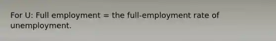 For U: Full employment = the full-employment rate of unemployment.