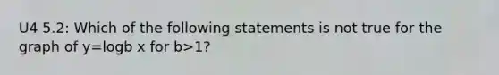 U4 5.2: Which of the following statements is not true for the graph of y=logb x for b>1?