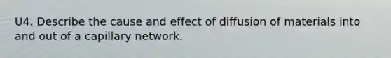 U4. Describe the cause and effect of diffusion of materials into and out of a capillary network.