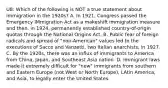 U8: Which of the following is NOT a true statement about immigration in the 1920s? A. In 1921, Congress passed the Emergency IMmigration Act as a makeshift immigration measure and then. in 1924, permanently established country-of-origin quotas through the National Origins Act. B. Public fear of foreign radicals and spread of "non-American" values led to the executions of Sacco and Vanzetti, two Italian anarchists, in 1927. C. By the 1920s, there was an influx of immigrants to America from China, Japan, and Southeast Asia nation. D. Immigrant laws made it extremely difficult for "new" immigrants from southern and Eastern Europe (not West or North Europe), LAtin America, and Asia, to legally enter the United States.