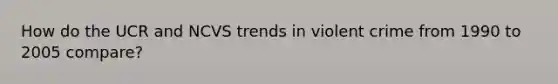 How do the UCR and NCVS trends in violent crime from 1990 to 2005 compare?