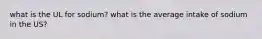 what is the UL for sodium? what is the average intake of sodium in the US?
